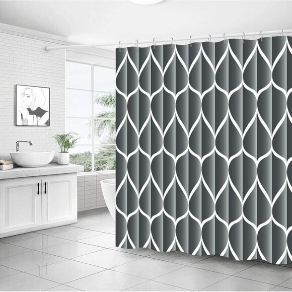 Dark Grey Fabric 72 x 72 Inch Cloth Shower Curtain Waterproof Design and Poly... - Picture 2 of 7